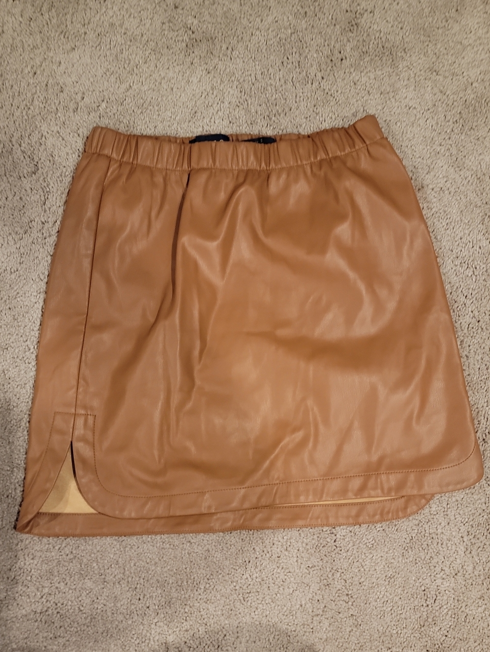 Piombo Tan Faux Leather Mini Skirt